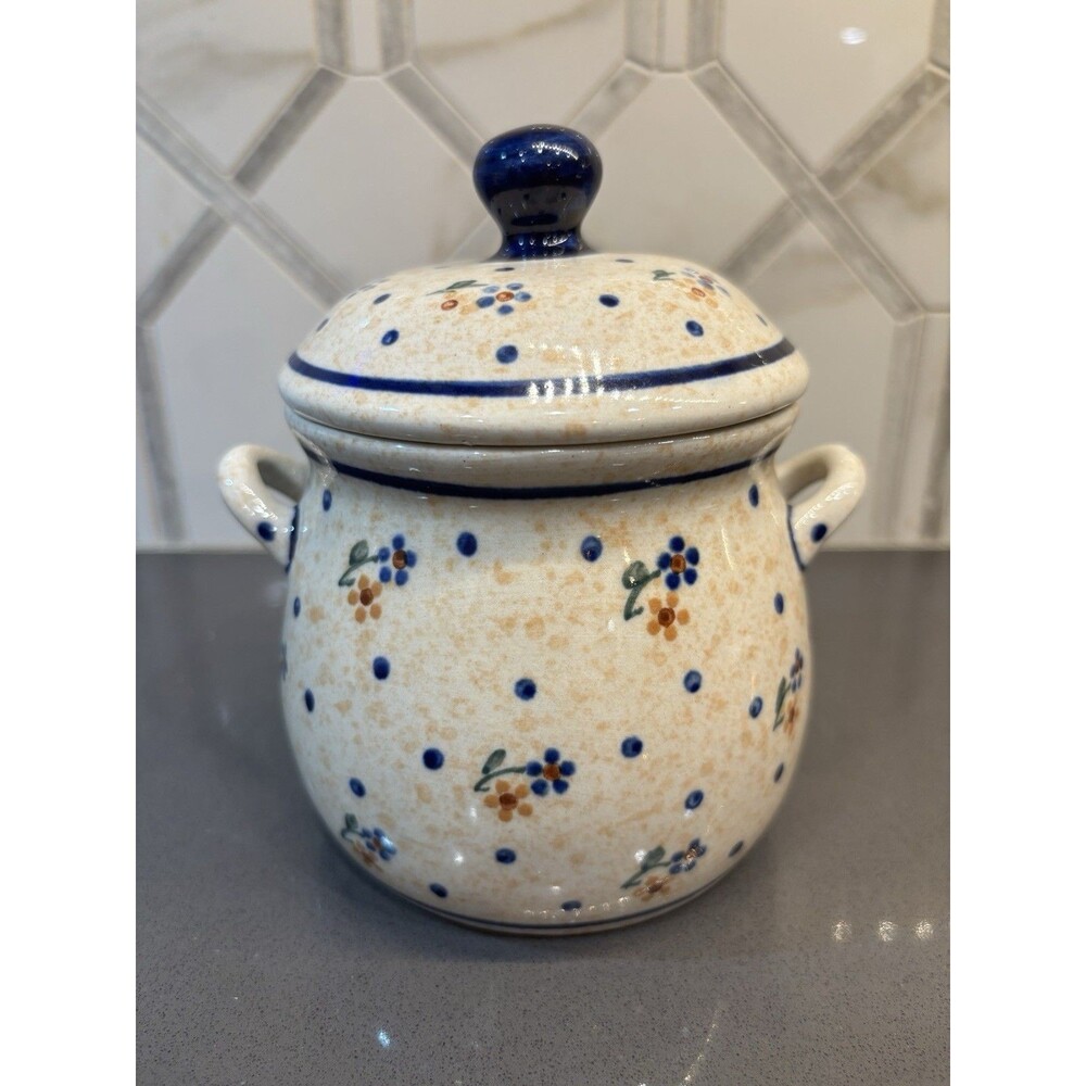 Bolesławiec Polish Pottery Canister / Lidded Jar Medium Country Meadow